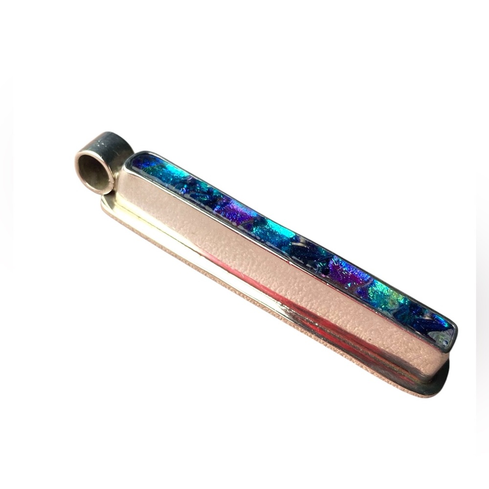 925 Sterling Silver Vertical Rectangular Iridesce… - image 4